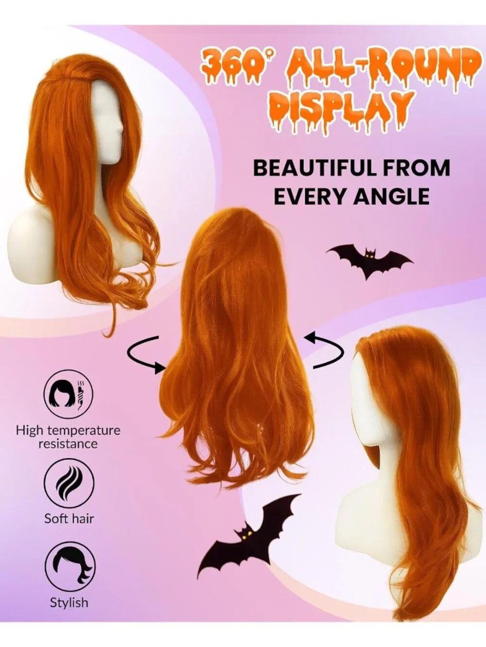 Women's Orange Cosplay Convenient Set Include Adjustable Wig Cap Headpiece